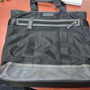 Coach black nylon and leather tote